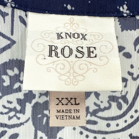 Knox Rose Dress Size XXL Two Piece Slip Sheer Floral Overlay Sleeveless Blue - Picture 5 of 9